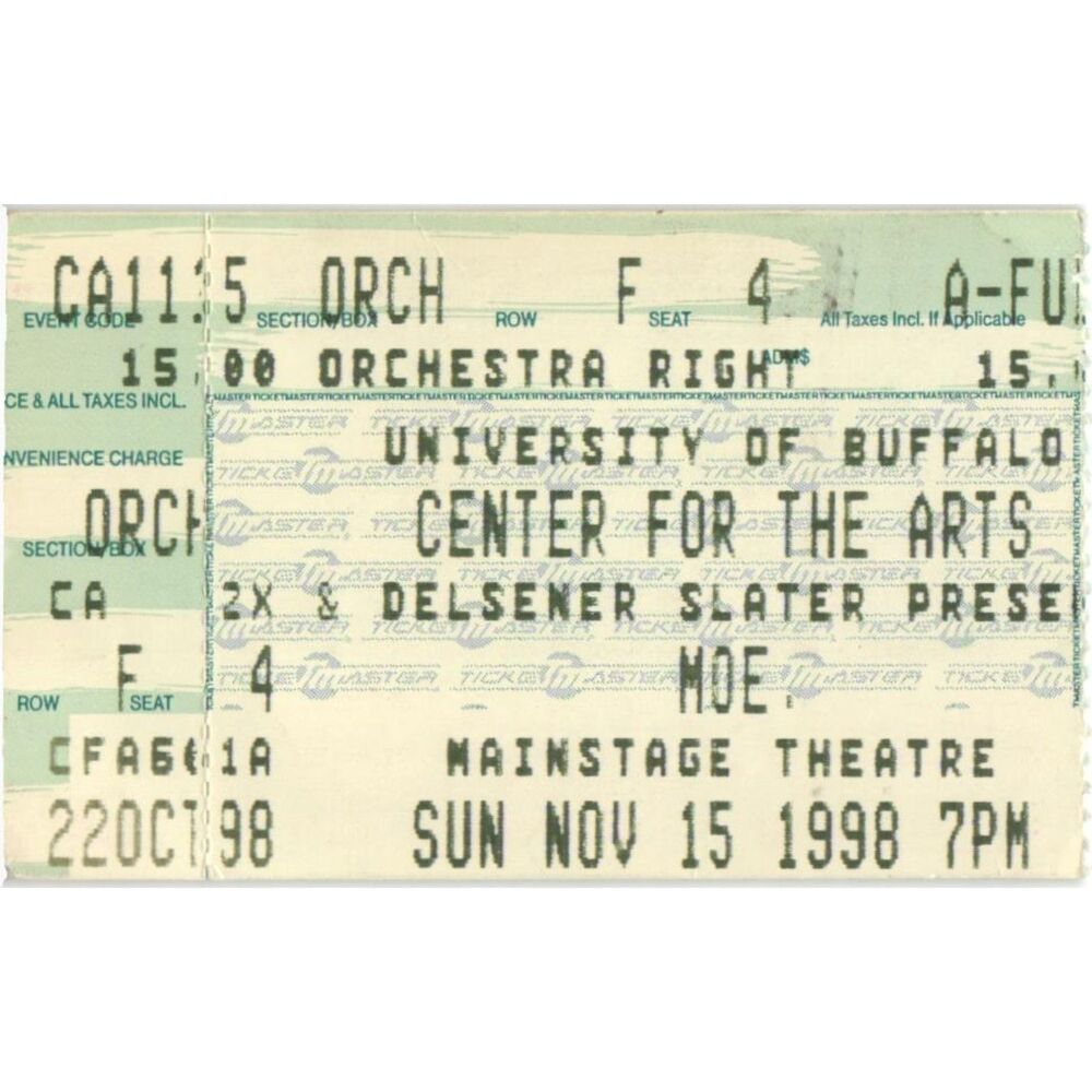 Vintage 1998 moe Concert Ticket Stub Buffalo NY